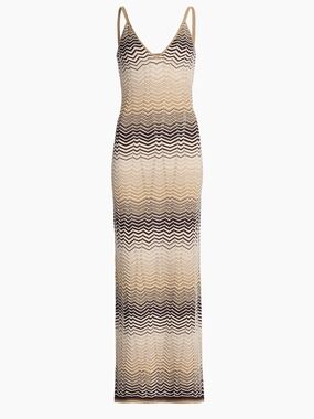Ronny Kobo Knit Maxi Dress Size M | Chevron Zigzag Neutral Bodycon